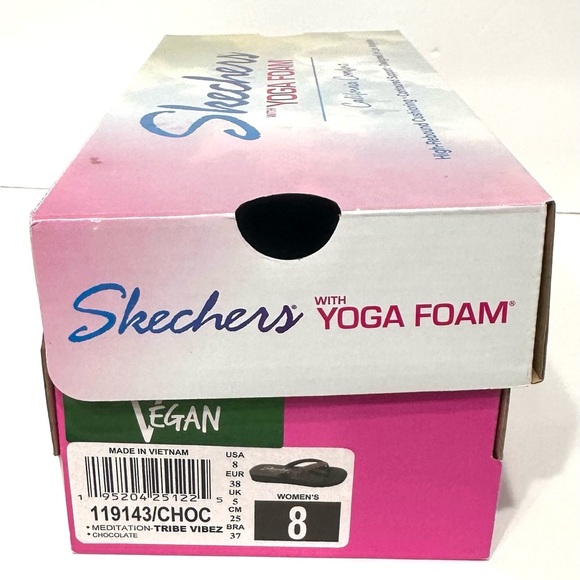 Skechers Women's Meditation Tribe Vibez Chocolate Flip Flop Sandals Size 8 - Picture 3 of 11